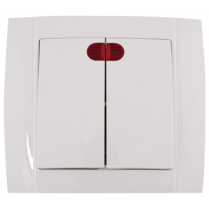 Intrerupator dublu cu led 10A Alb HAKAN